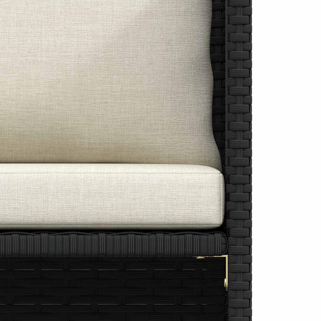 Tuinbank met kussens poly rattan zwart is nu te koop bij PeponiXL, paradijselijk wonen!