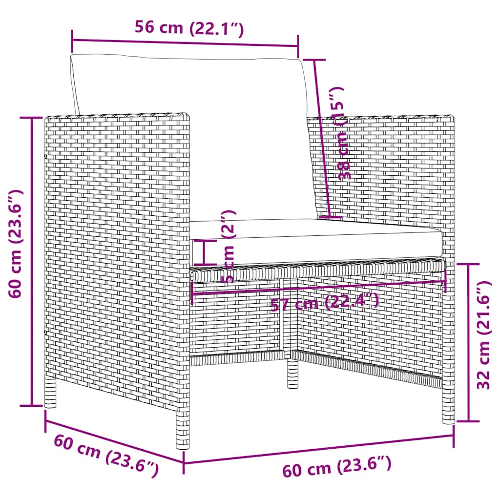 Tuinbank met kussens poly rattan zwart is nu te koop bij PeponiXL, paradijselijk wonen!