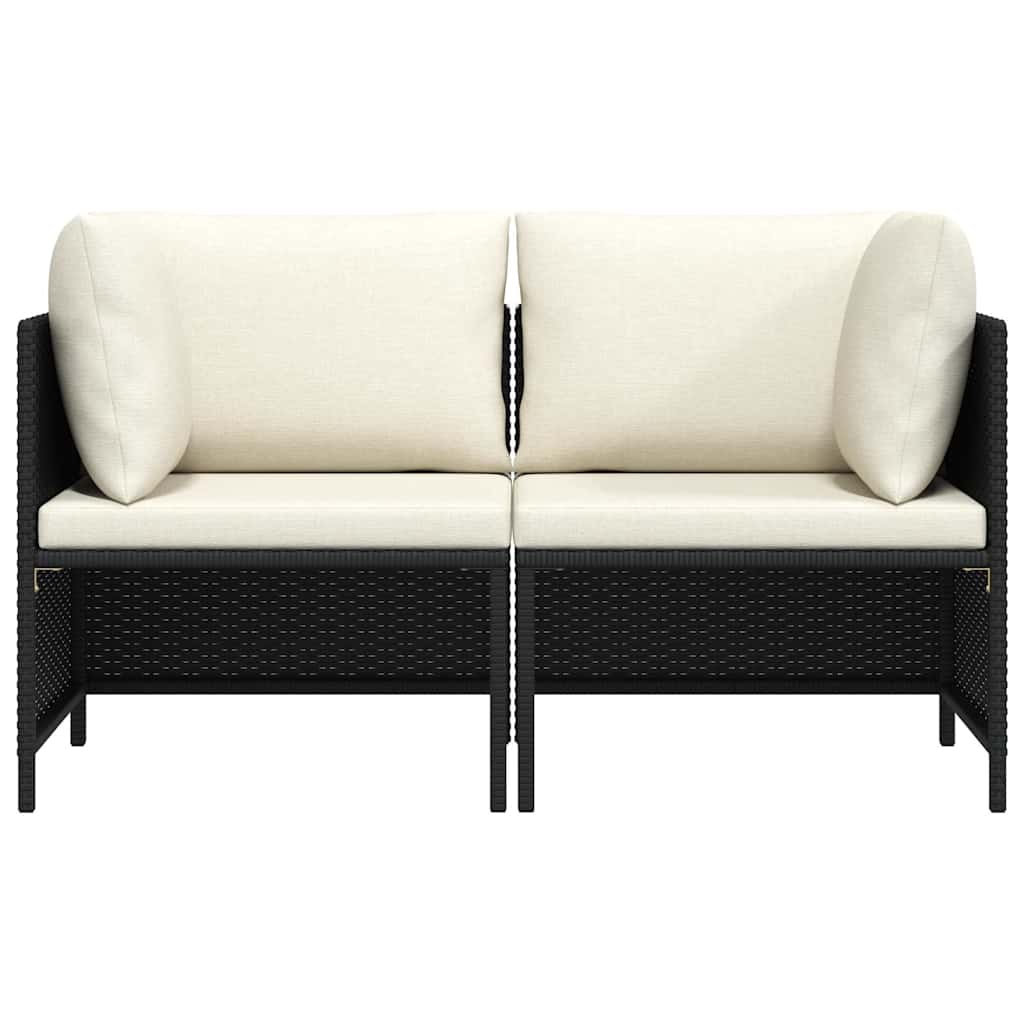 Tuinbank 2-zits met kussens poly rattan zwart is nu te koop bij PeponiXL, paradijselijk wonen!