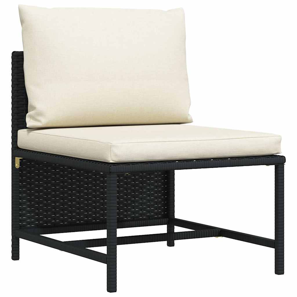 Tuinbank 3-zits met kussens poly rattan zwart is nu te koop bij PeponiXL, paradijselijk wonen!
