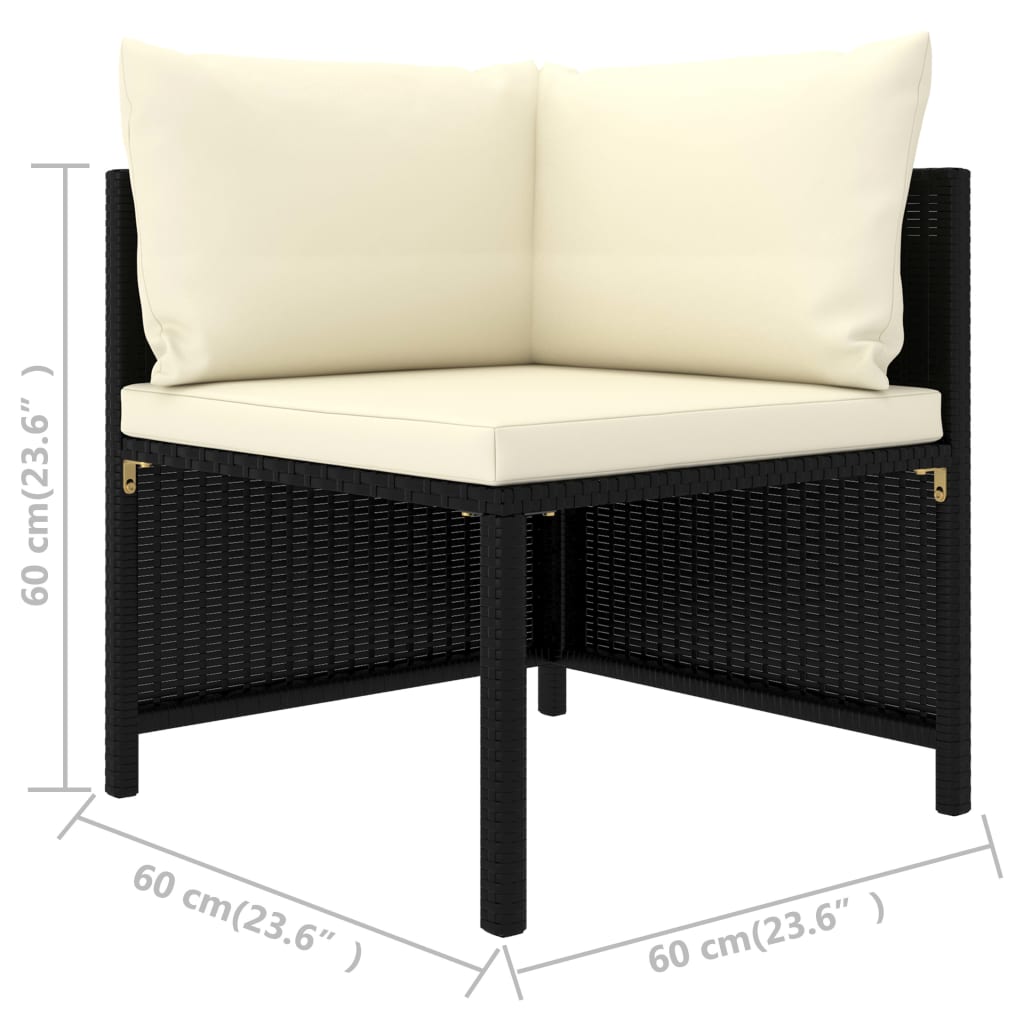 Tuinbank 3-zits met kussens poly rattan zwart is nu te koop bij PeponiXL, paradijselijk wonen!