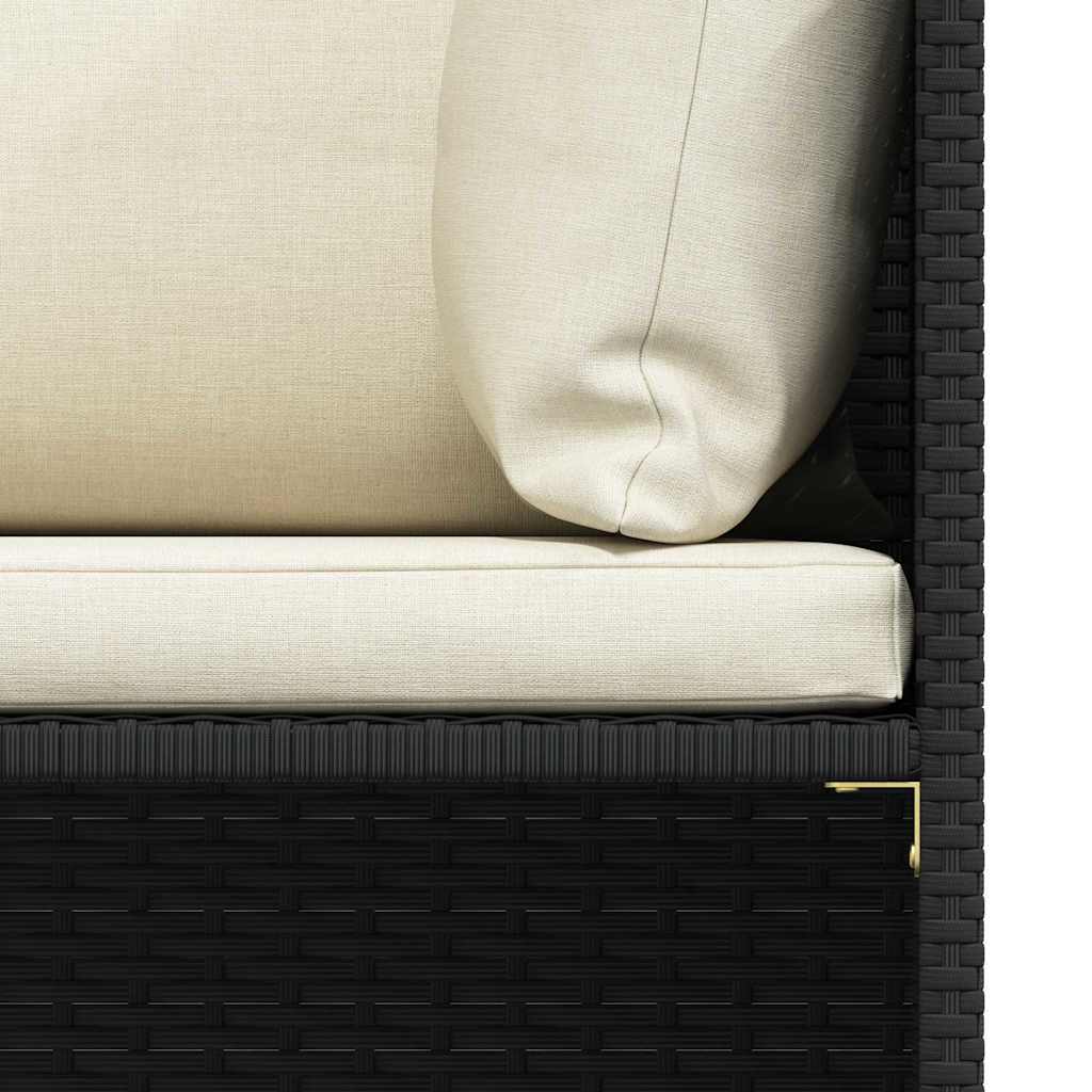 Tuinbank 3-zits met kussens poly rattan zwart is nu te koop bij PeponiXL, paradijselijk wonen!