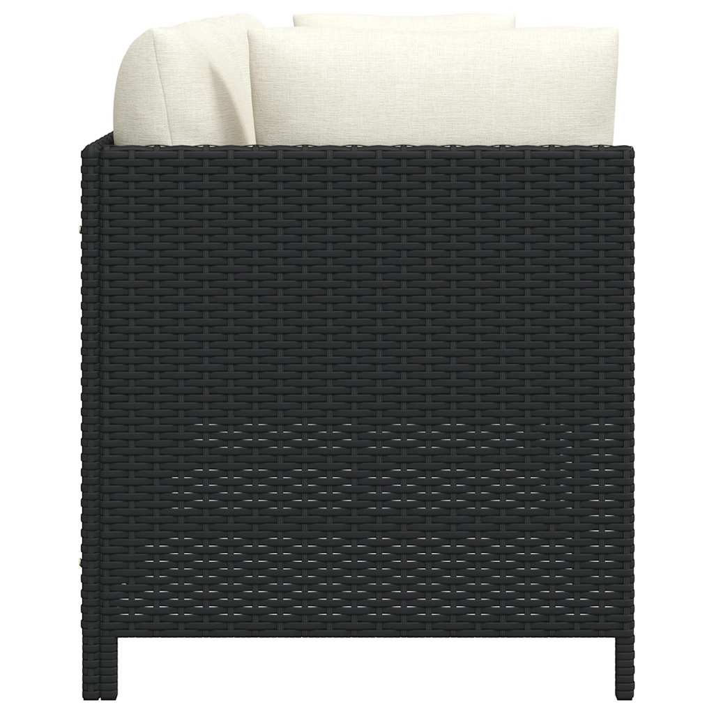 Tuinbank 4-zits met kussens poly rattan zwart is nu te koop bij PeponiXL, paradijselijk wonen!