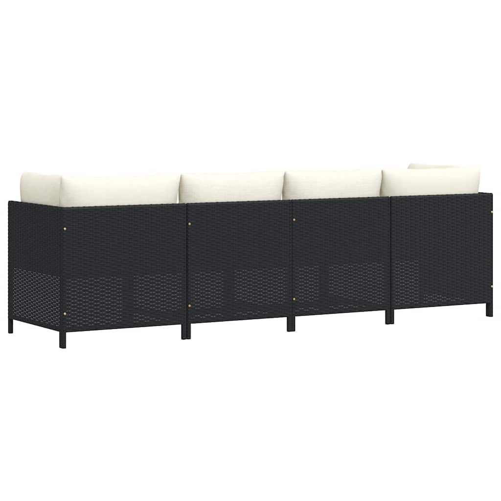 Tuinbank 4-zits met kussens poly rattan zwart is nu te koop bij PeponiXL, paradijselijk wonen!