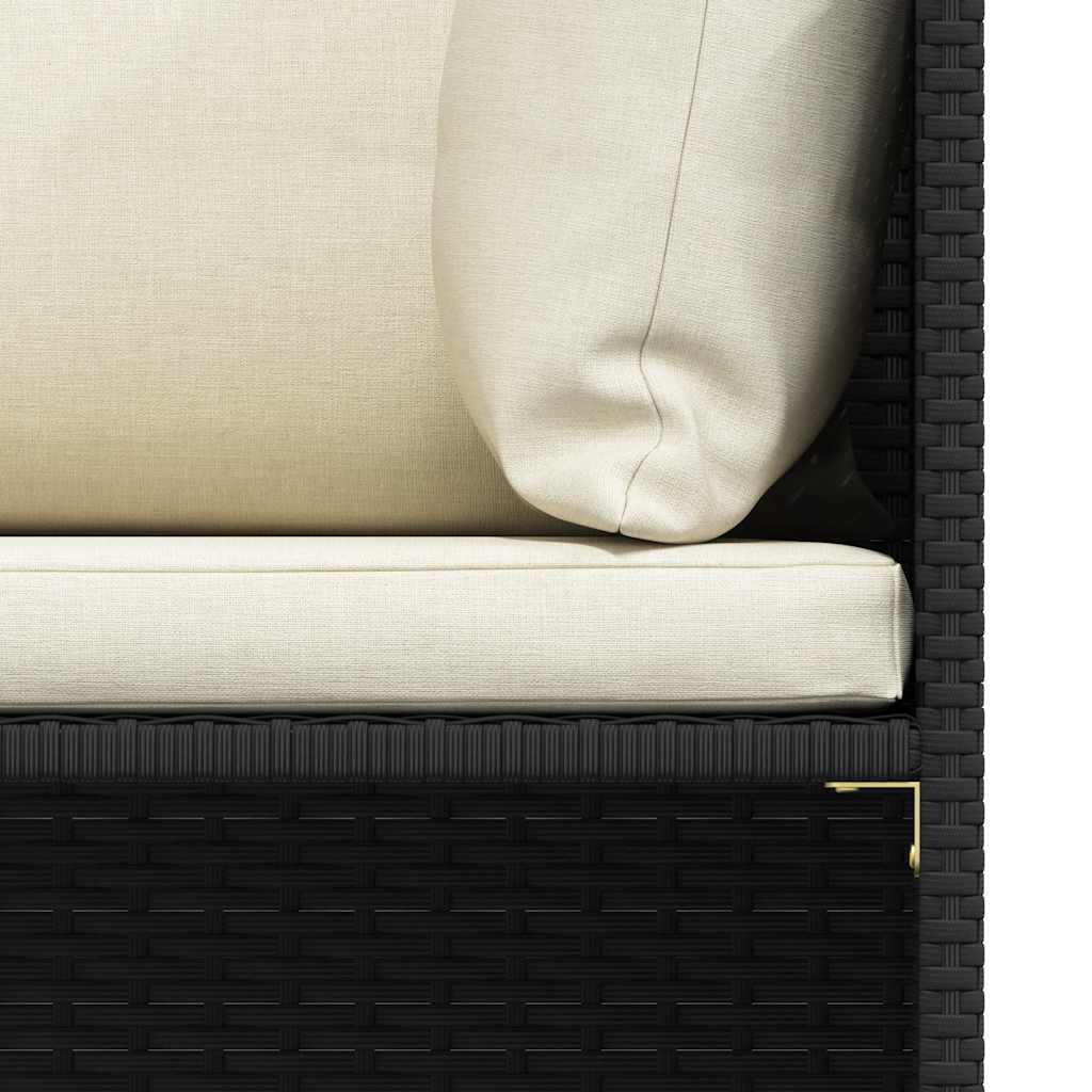 Tuinbank 4-zits met kussens poly rattan zwart is nu te koop bij PeponiXL, paradijselijk wonen!