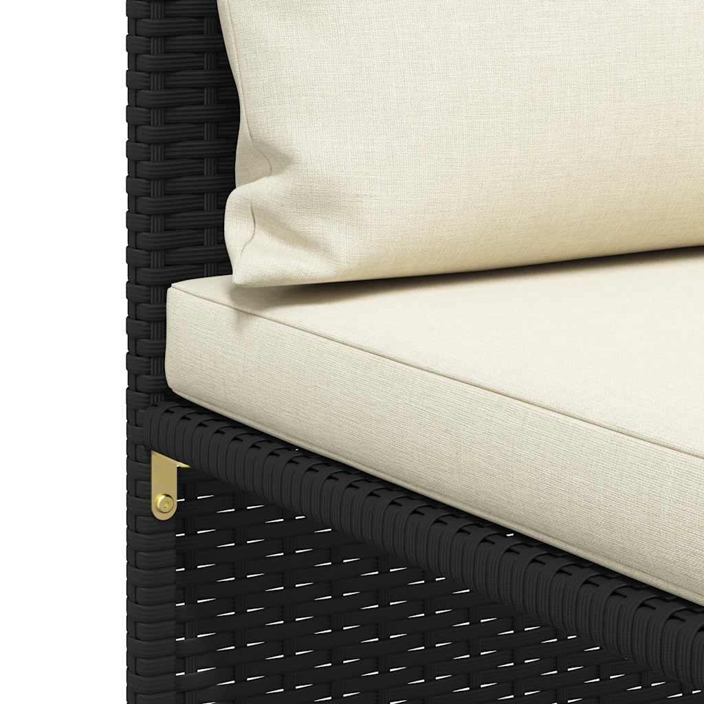 Tuinbank 4-zits met kussens poly rattan zwart is nu te koop bij PeponiXL, paradijselijk wonen!