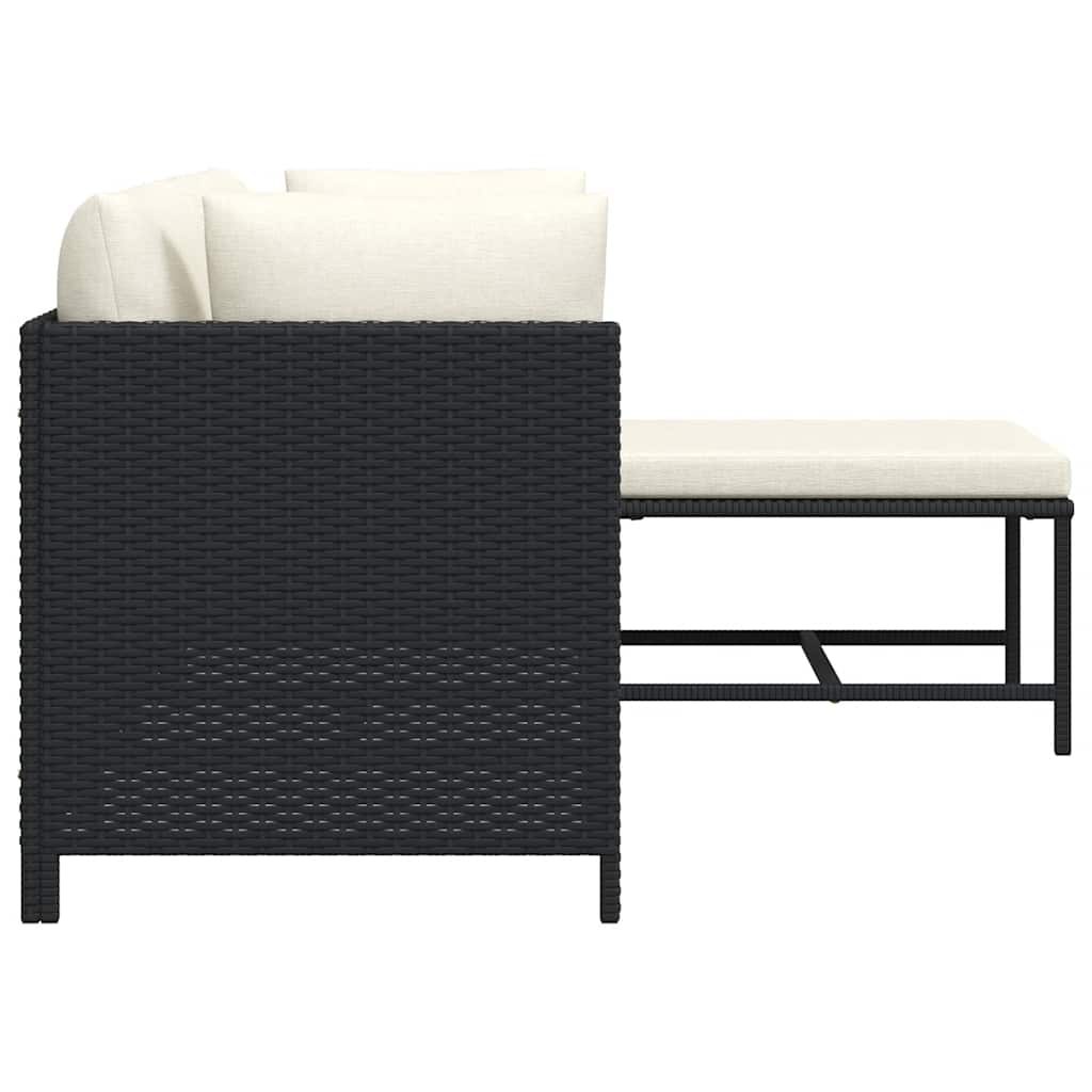 4-delige Loungeset met kussens poly rattan zwart is nu te koop bij PeponiXL, paradijselijk wonen!