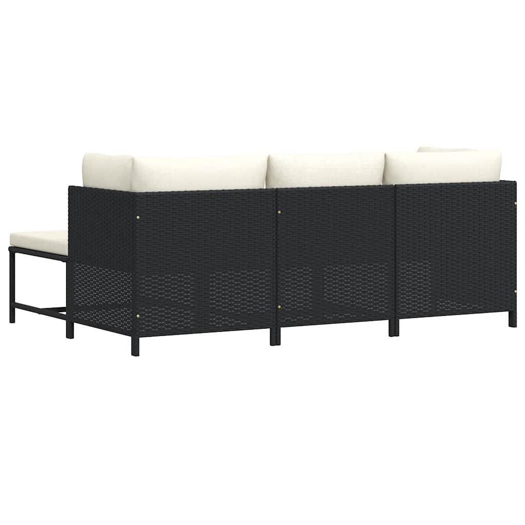 4-delige Loungeset met kussens poly rattan zwart is nu te koop bij PeponiXL, paradijselijk wonen!