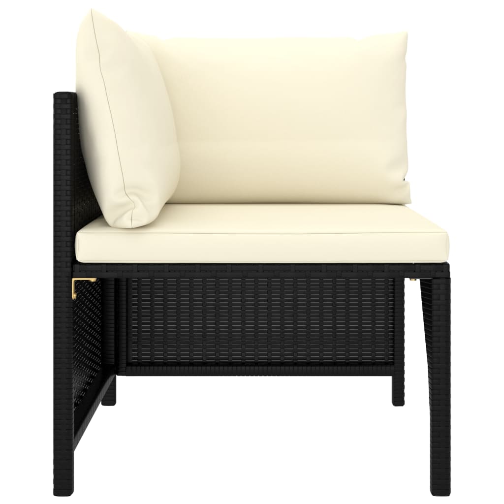 4-delige Loungeset met kussens poly rattan zwart is nu te koop bij PeponiXL, paradijselijk wonen!
