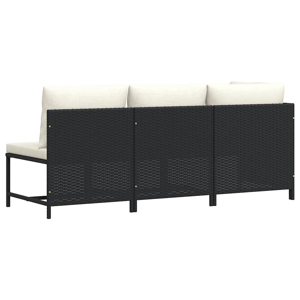 3-delige Loungeset met kussens poly rattan zwart is nu te koop bij PeponiXL, paradijselijk wonen!