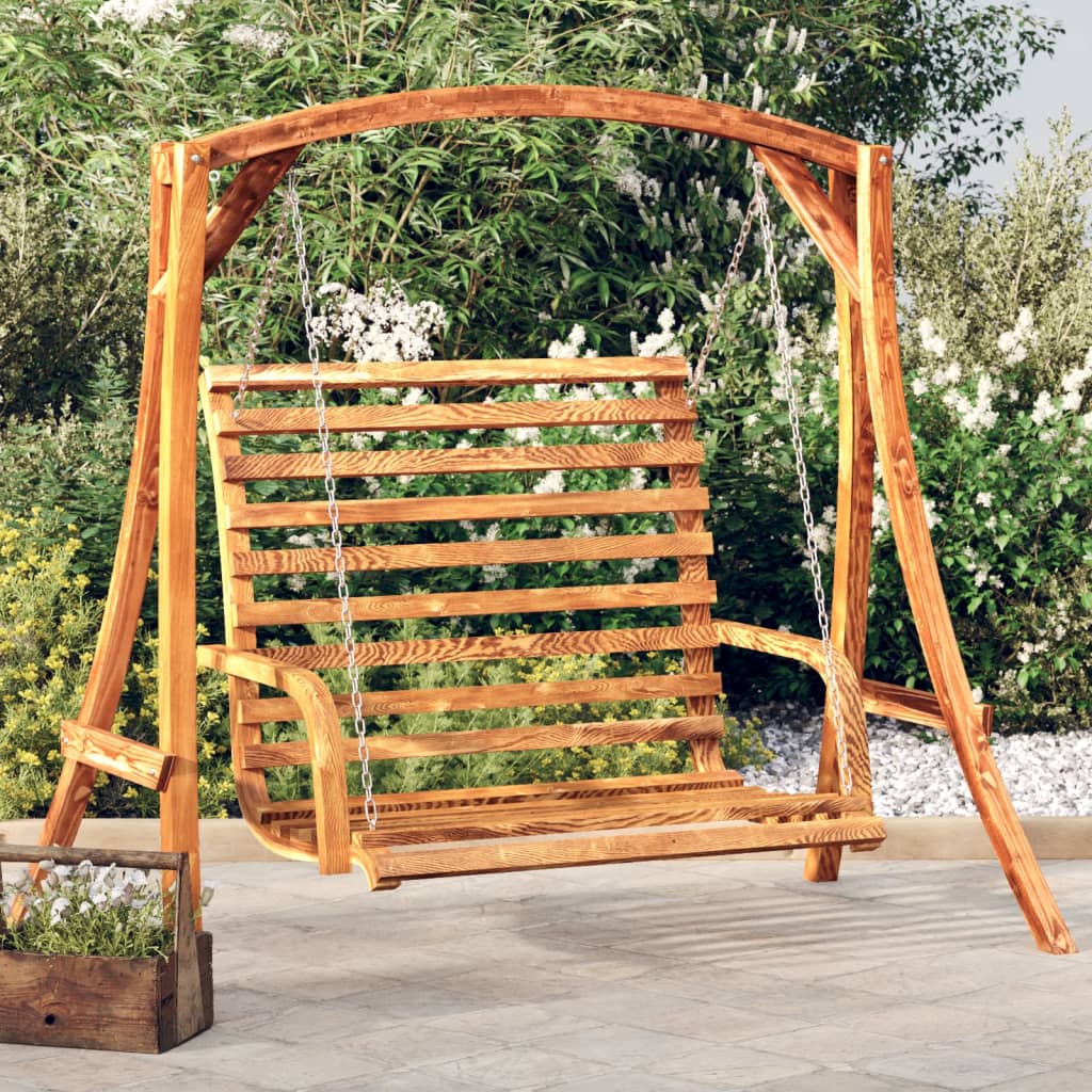 Schommelbank 126x63x92 cm gebogen hout met teakafwerking is nu te koop bij PeponiXL, paradijselijk wonen!