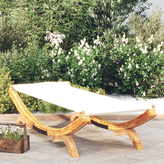 Loungebed 100x188,5x44 cm massief gebogen hout crèmekleurig is nu te koop bij PeponiXL, paradijselijk wonen!