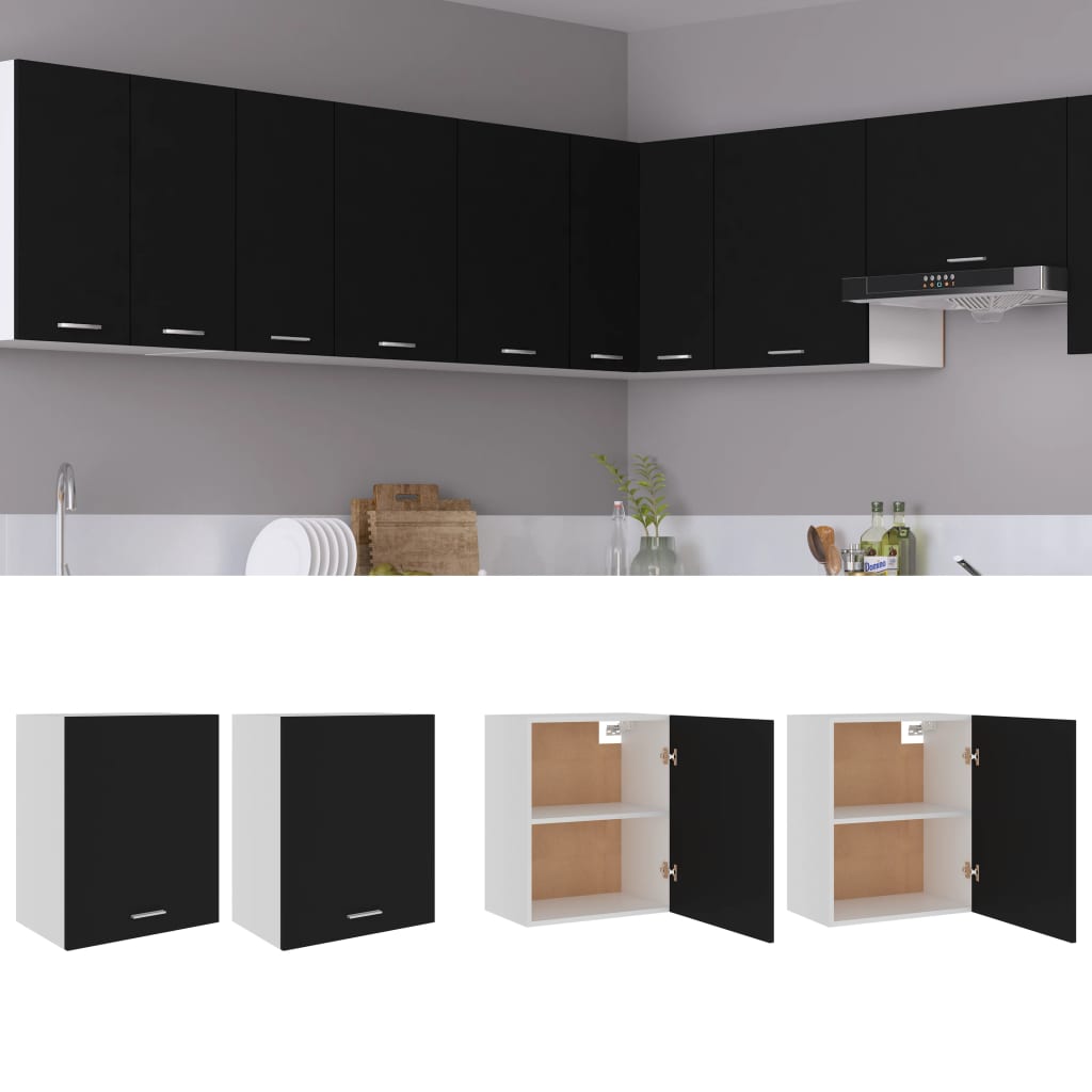 Bovenkasten 2 st Lyon 50x31x60 cm bewerkt hout zwart is nu te koop bij PeponiXL, paradijselijk wonen!