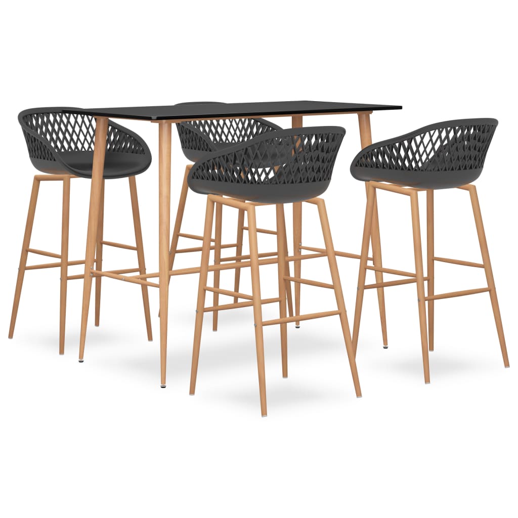 5-delige Barset zwart en grijs is nu te koop bij PeponiXL, paradijselijk wonen!