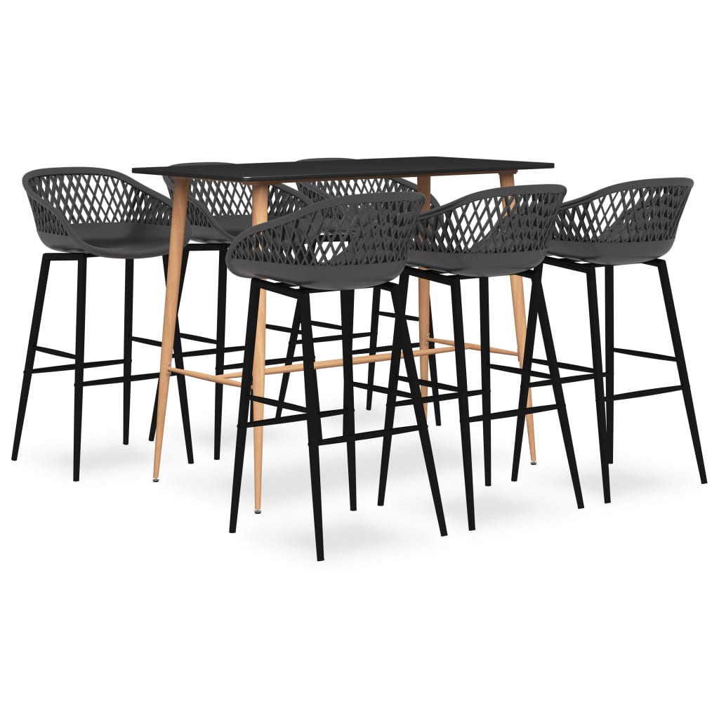 7-delige Barset zwart en grijs is nu te koop bij PeponiXL, paradijselijk wonen!
