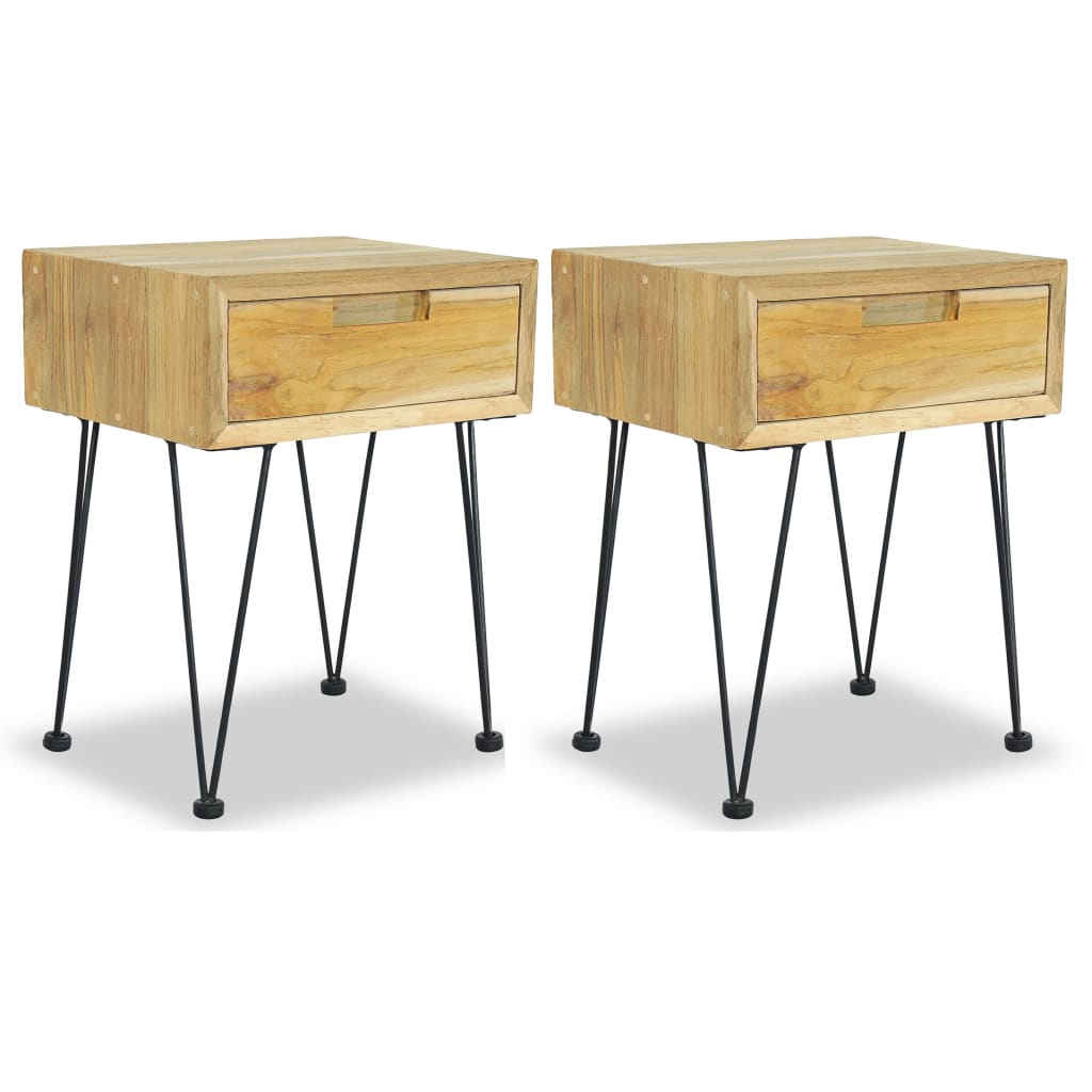 Nachtkastjes 2 st 40x30x50 cm massief teakhout is nu te koop bij PeponiXL, paradijselijk wonen!