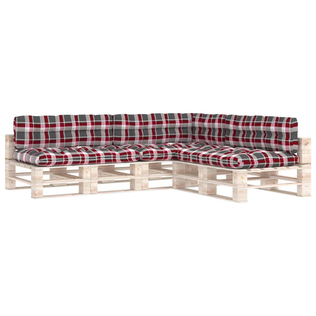 Bankkussens pallet 7 st ruitpatroon rood