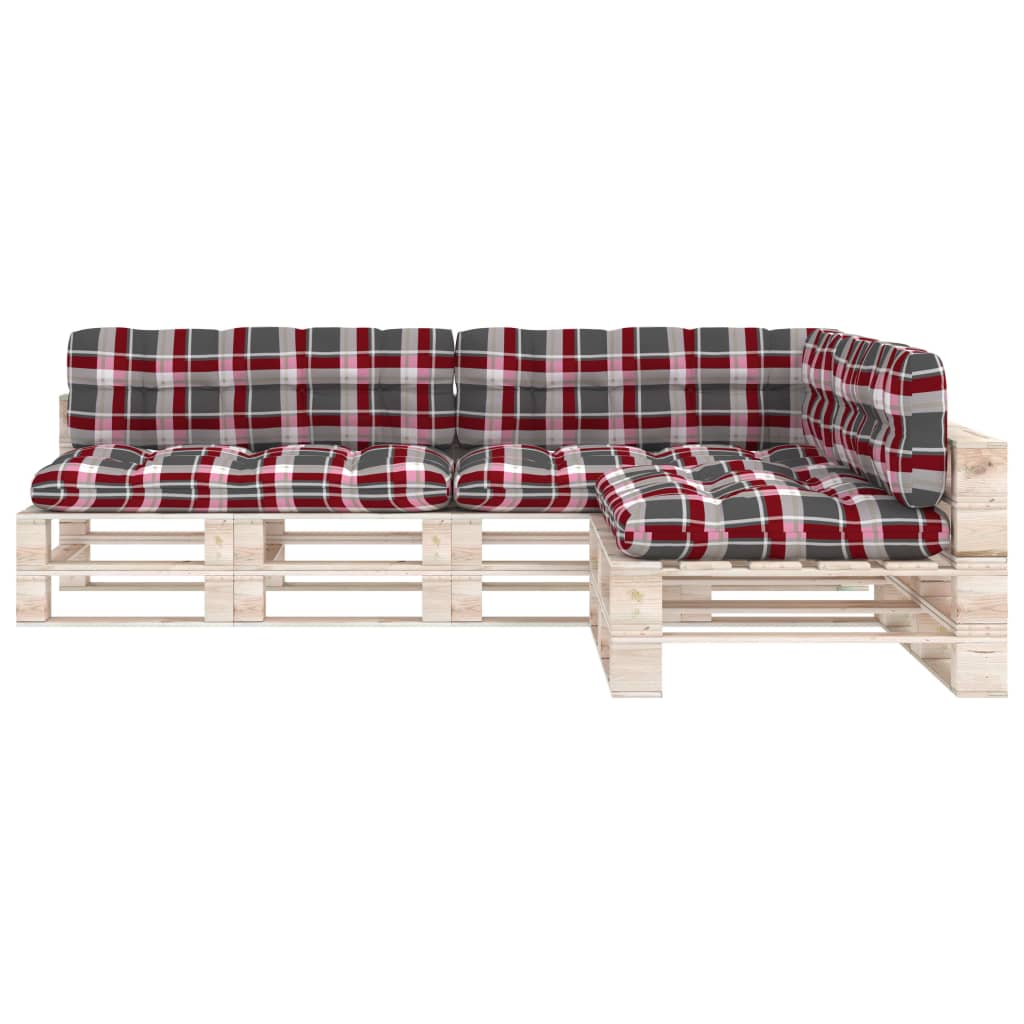 Bankkussens pallet 7 st ruitpatroon rood