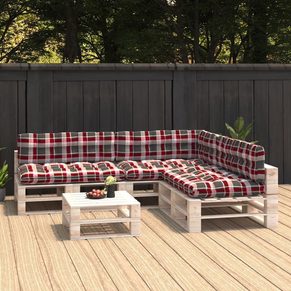 Bankkussens pallet 7 st ruitpatroon rood