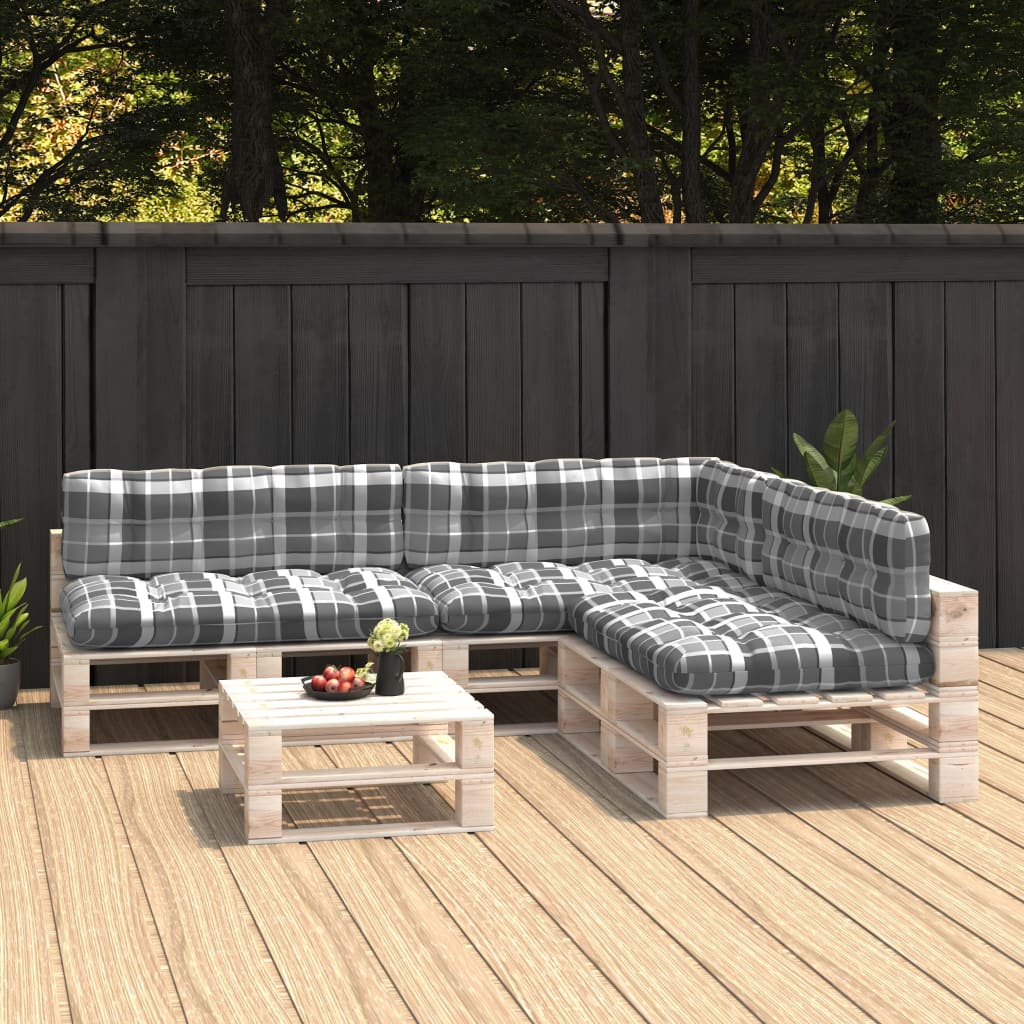 Bankkussens pallet 7 st ruitpatroon grijs is nu te koop bij PeponiXL, paradijselijk wonen!