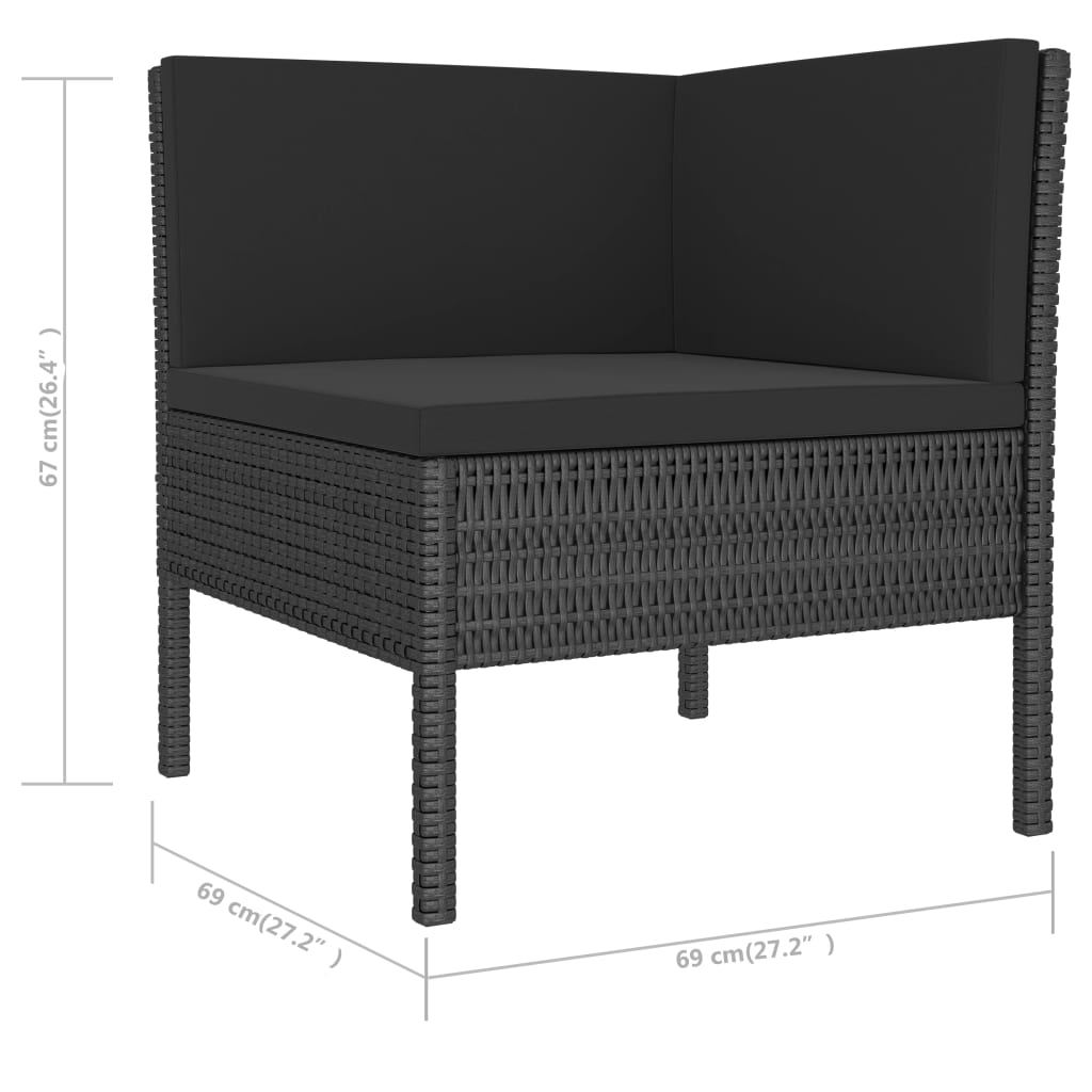 6-delige Loungeset met kussens poly rattan zwart is nu te koop bij PeponiXL, paradijselijk wonen!