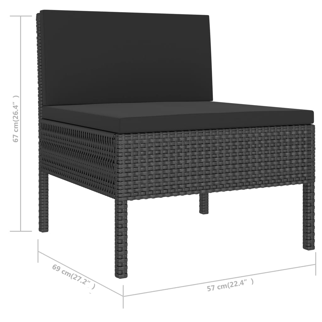 6-delige Loungeset met kussens poly rattan zwart is nu te koop bij PeponiXL, paradijselijk wonen!