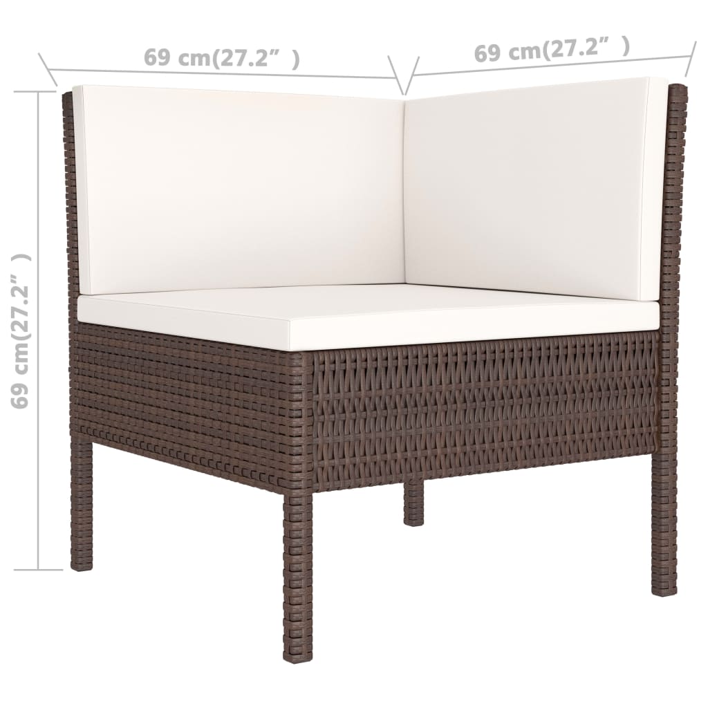 9-delige Loungeset met kussens poly rattan bruin is nu te koop bij PeponiXL, paradijselijk wonen!