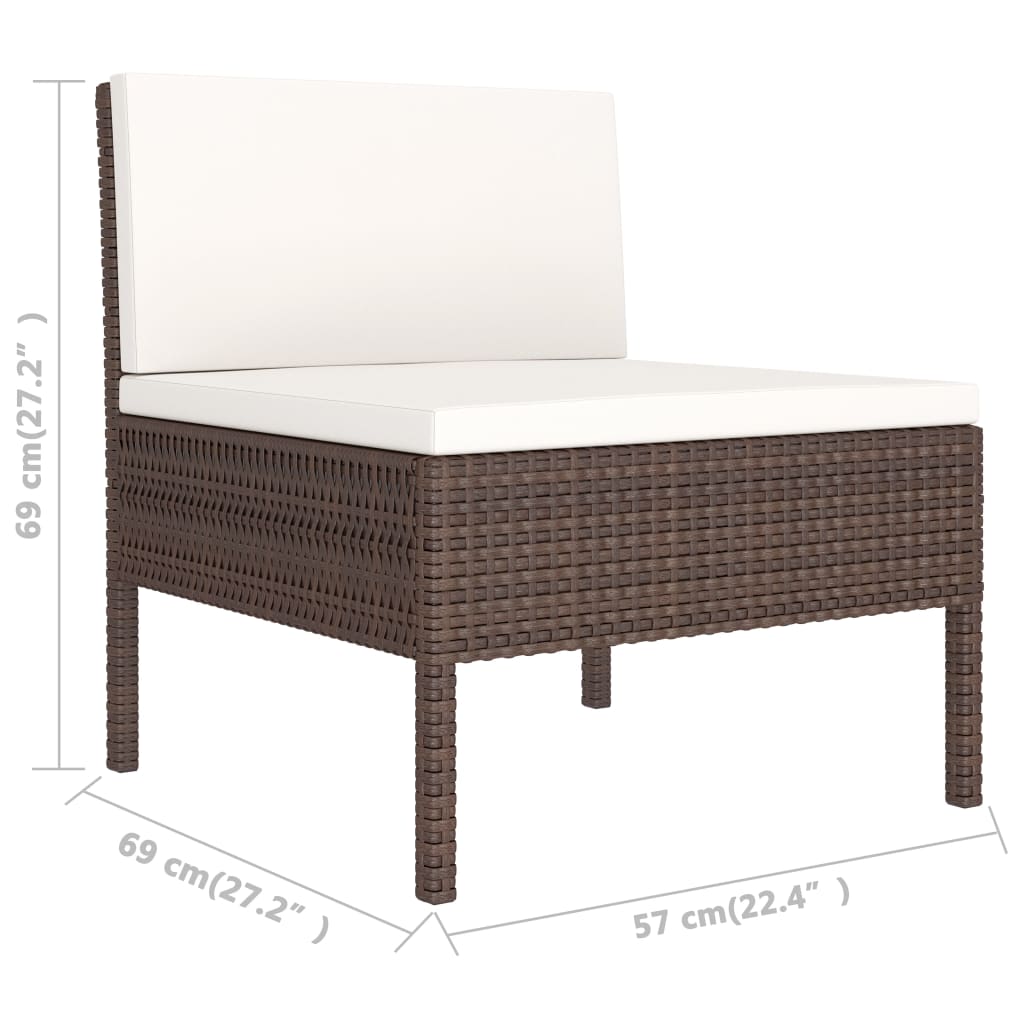 9-delige Loungeset met kussens poly rattan bruin is nu te koop bij PeponiXL, paradijselijk wonen!