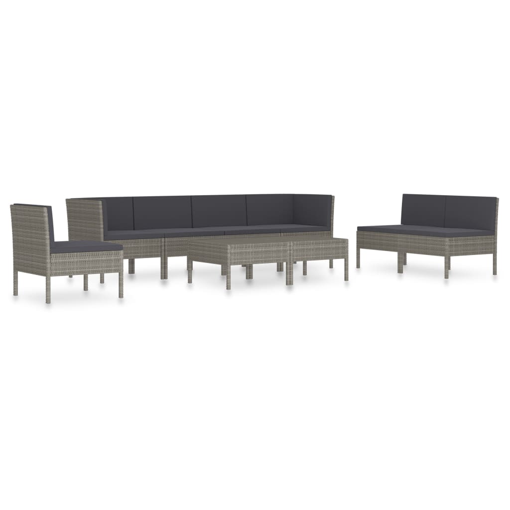 9-delige Loungeset met kussens poly rattan grijs is nu te koop bij PeponiXL, paradijselijk wonen!