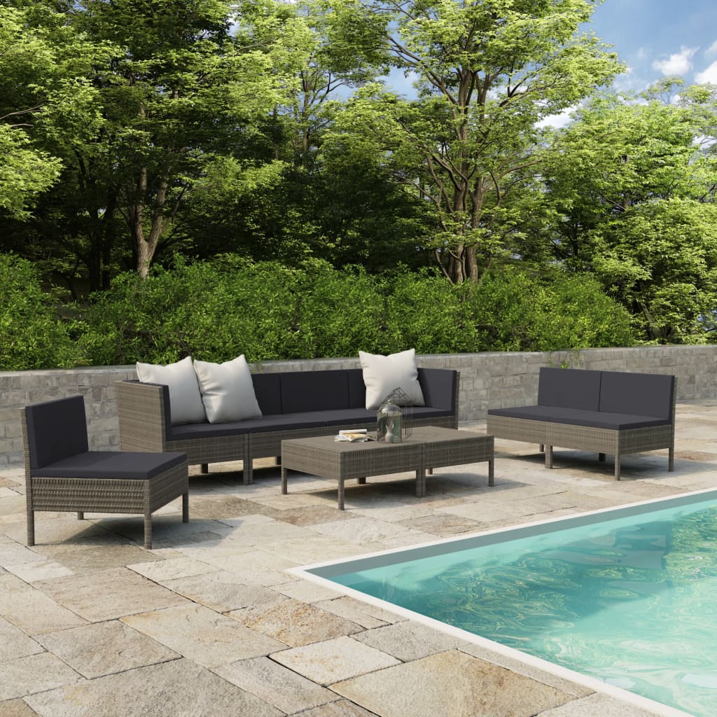 9-delige Loungeset met kussens poly rattan grijs is nu te koop bij PeponiXL, paradijselijk wonen!