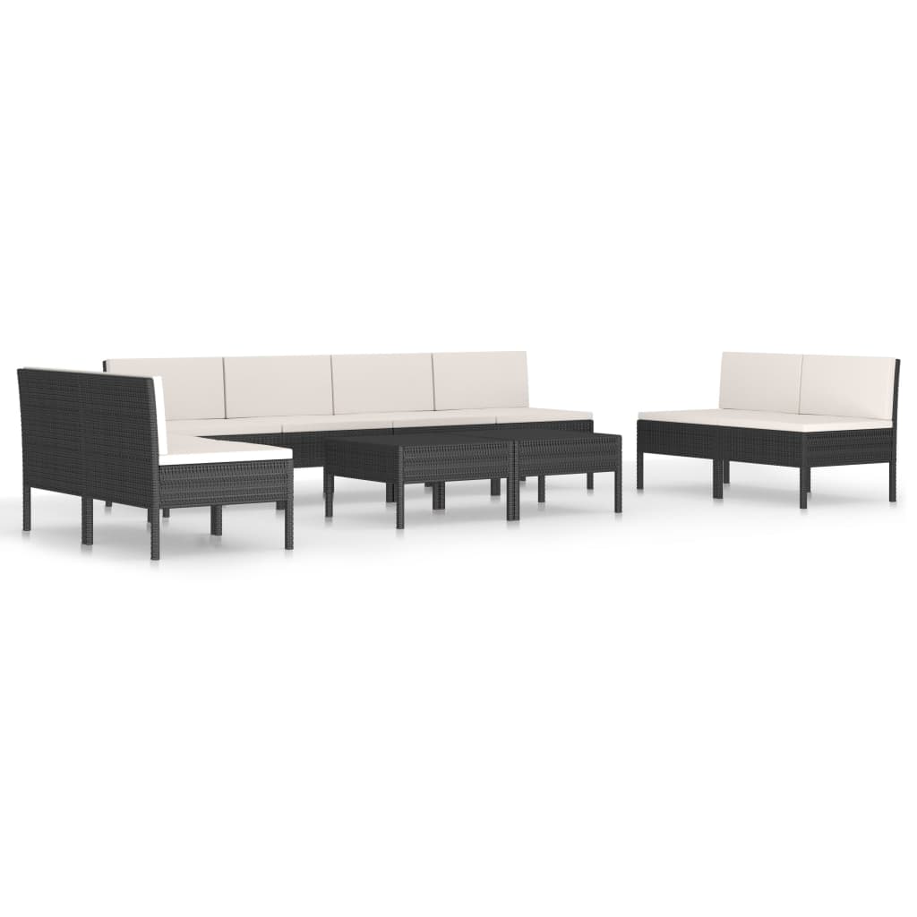10-delige Loungeset met kussens poly rattan zwart is nu te koop bij PeponiXL, paradijselijk wonen!