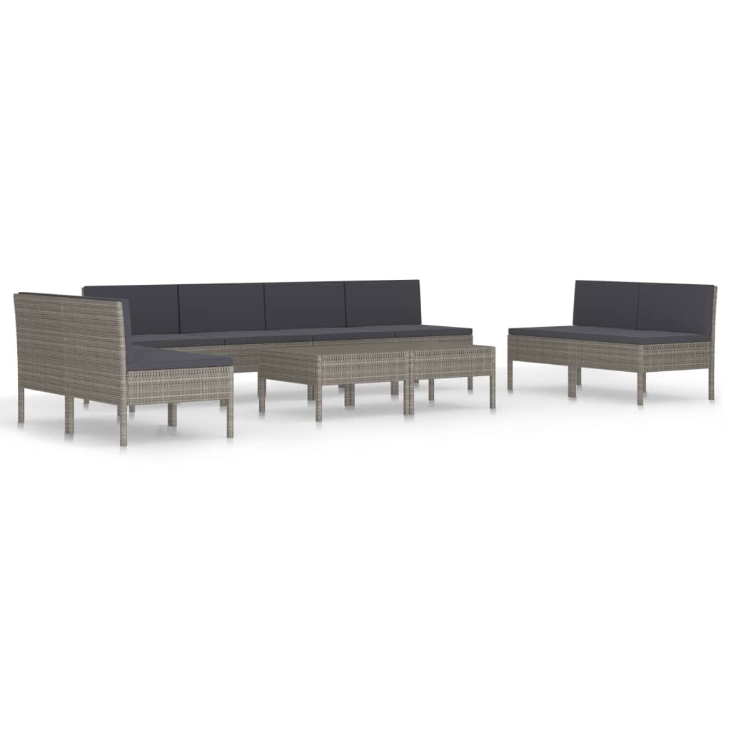 10-delige Loungeset met kussens poly rattan grijs is nu te koop bij PeponiXL, paradijselijk wonen!