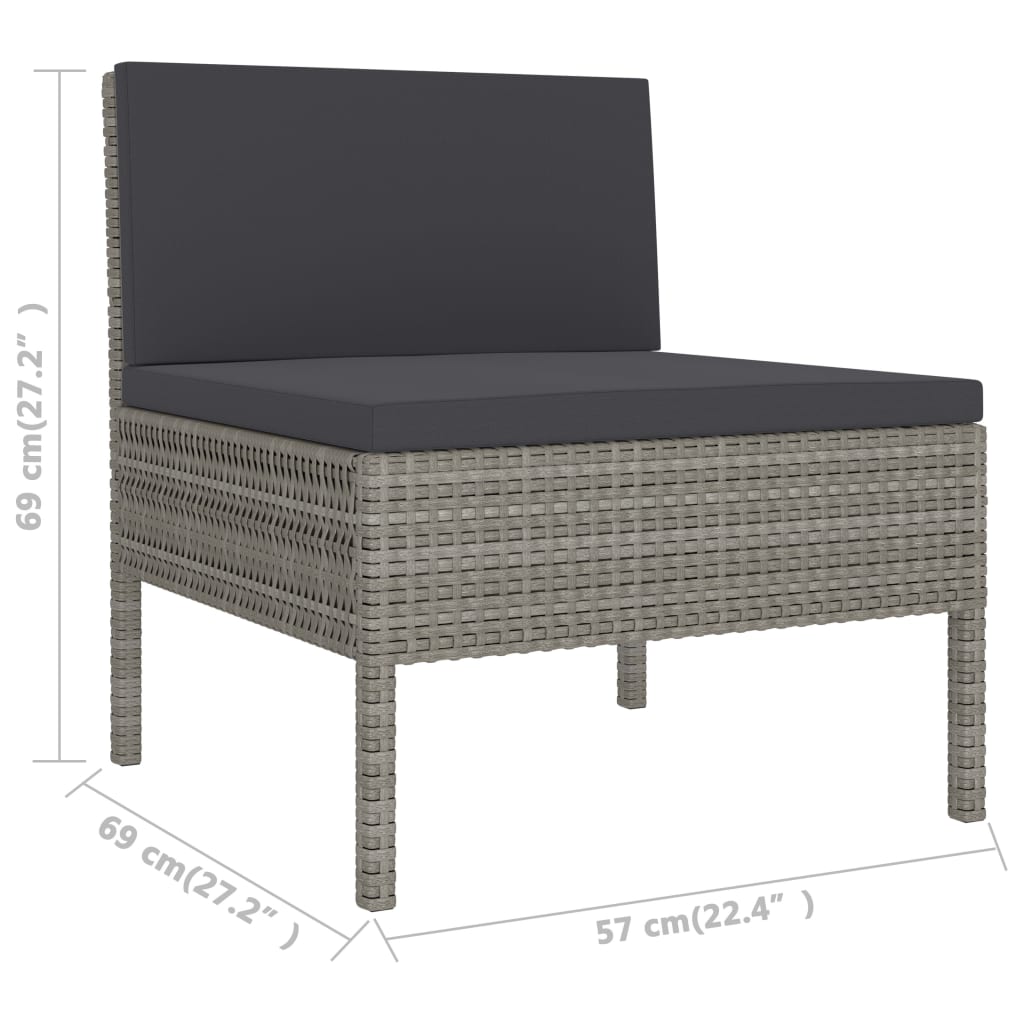 10-delige Loungeset met kussens poly rattan grijs is nu te koop bij PeponiXL, paradijselijk wonen!