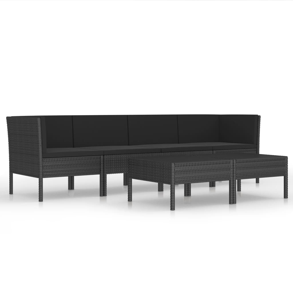 6-delige Loungeset met kussens poly rattan zwart is nu te koop bij PeponiXL, paradijselijk wonen!