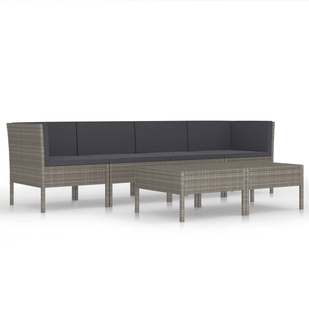 6-delige Loungeset met kussens poly rattan grijs is nu te koop bij PeponiXL, paradijselijk wonen!