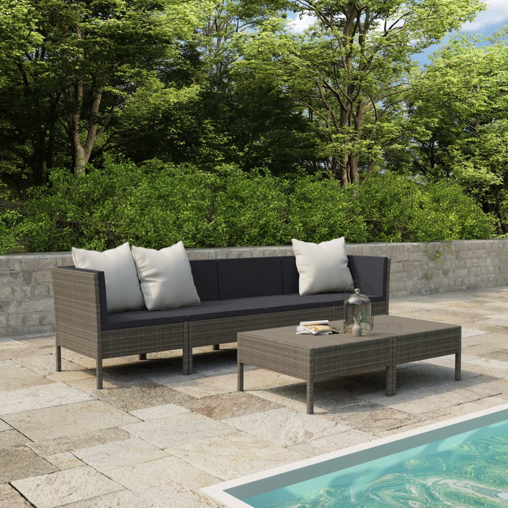 6-delige Loungeset met kussens poly rattan grijs is nu te koop bij PeponiXL, paradijselijk wonen!