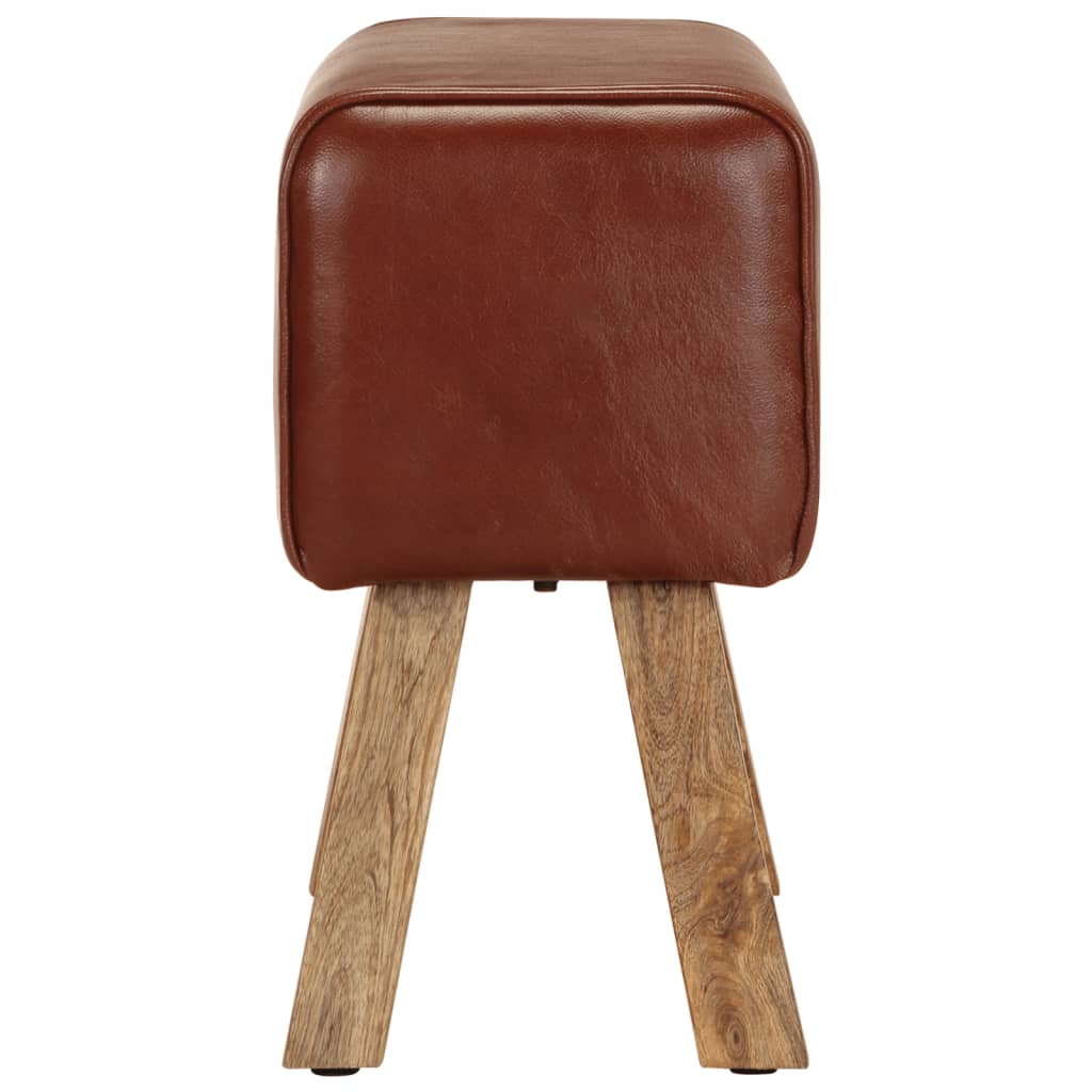 Bankje turnbok 58 cm echt leer en massief mangohout bruin is nu te koop bij PeponiXL, paradijselijk wonen!