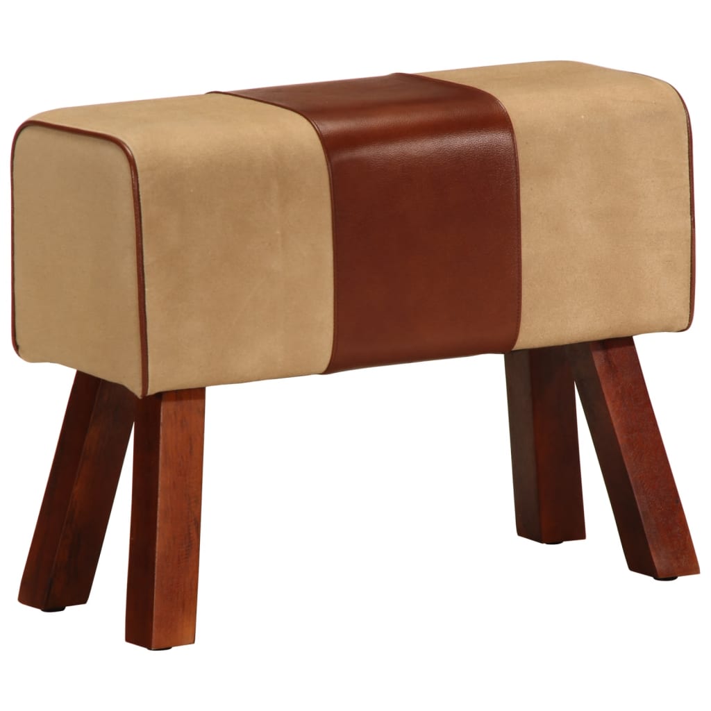 Bankje turnbok 58 cm echt leer en massief mangohout bruin is nu te koop bij PeponiXL, paradijselijk wonen!