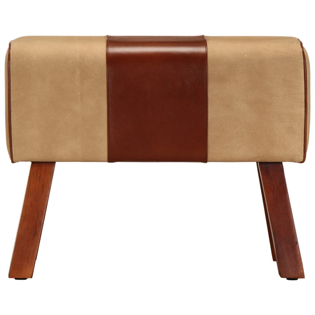 Bankje turnbok 58 cm echt leer en massief mangohout bruin is nu te koop bij PeponiXL, paradijselijk wonen!