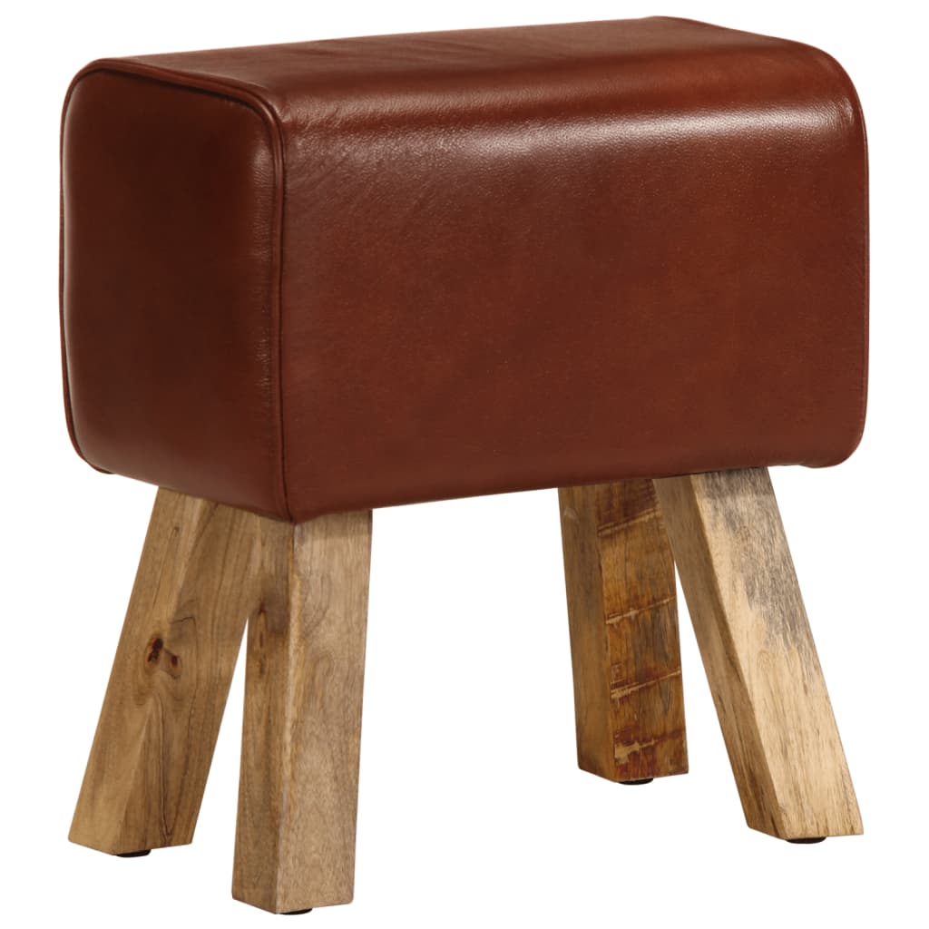 Bankje turnbok 38 cm echt leer en massief mangohout bruin is nu te koop bij PeponiXL, paradijselijk wonen!