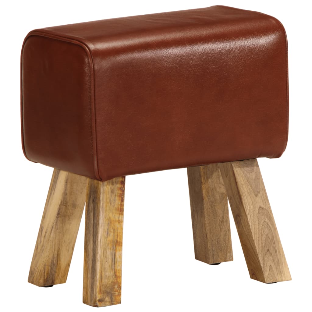 Bankje turnbok 38 cm echt leer en massief mangohout bruin is nu te koop bij PeponiXL, paradijselijk wonen!