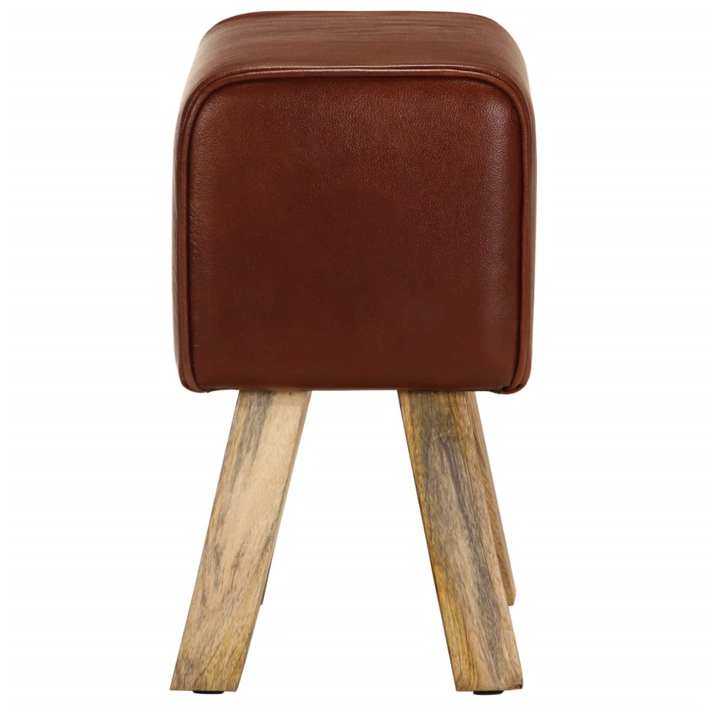 Bankje turnbok 38 cm echt leer en massief mangohout bruin is nu te koop bij PeponiXL, paradijselijk wonen!