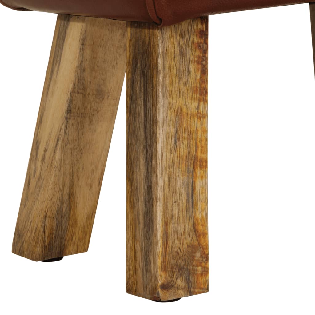Bankje turnbok 38 cm echt leer en massief mangohout bruin is nu te koop bij PeponiXL, paradijselijk wonen!