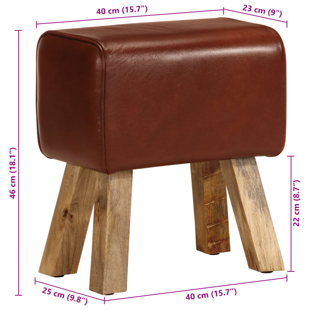 Bankje turnbok 38 cm echt leer en massief mangohout bruin is nu te koop bij PeponiXL, paradijselijk wonen!