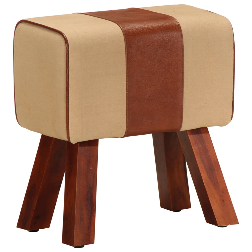 Bankje turnbok 38 cm echt leer en massief mangohout bruin is nu te koop bij PeponiXL, paradijselijk wonen!