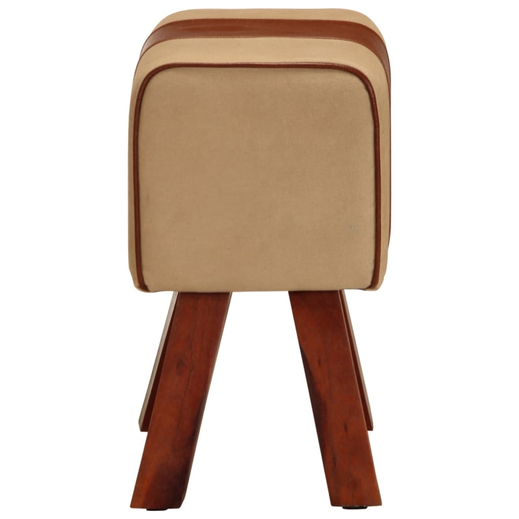 Bankje turnbok 38 cm echt leer en massief mangohout bruin is nu te koop bij PeponiXL, paradijselijk wonen!