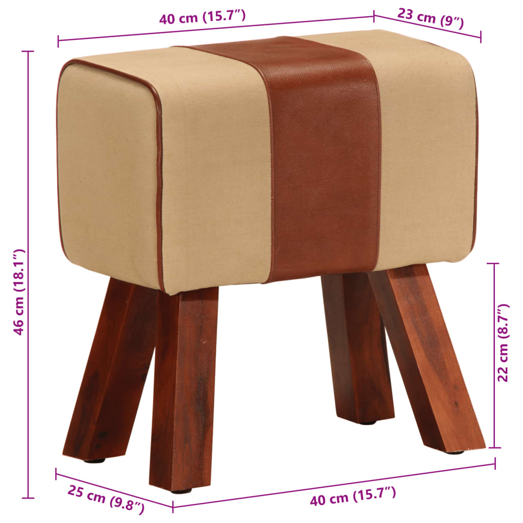 Bankje turnbok 38 cm echt leer en massief mangohout bruin is nu te koop bij PeponiXL, paradijselijk wonen!