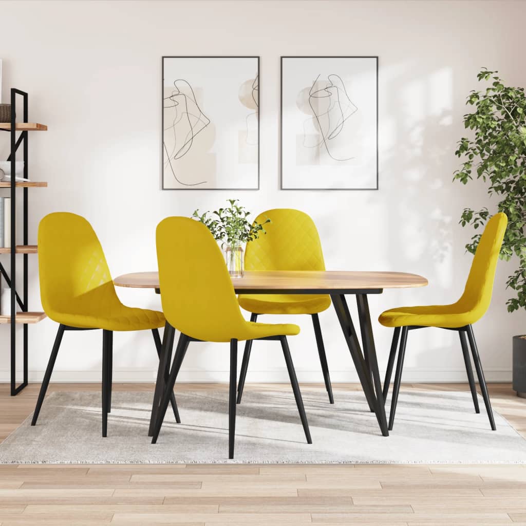 Eetkamerstoelen 4 st fluweel mosterdgeel is nu te koop bij PeponiXL, paradijselijk wonen!