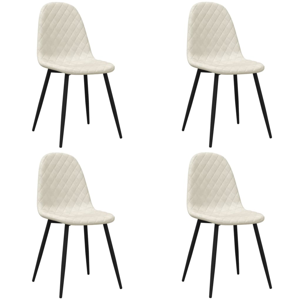 Eetkamerstoelen 4 st fluweel crèmewit is nu te koop bij PeponiXL, paradijselijk wonen!