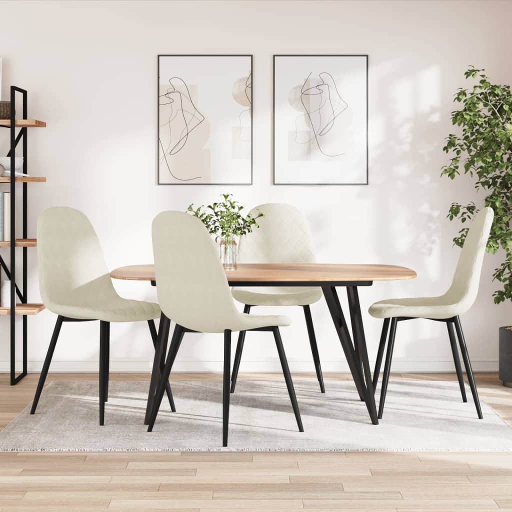 Eetkamerstoelen 4 st fluweel crèmewit is nu te koop bij PeponiXL, paradijselijk wonen!